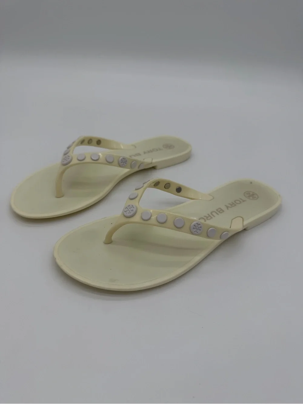 Tory Burch Cream Jelly Stud Flip Flop Sandals size 6